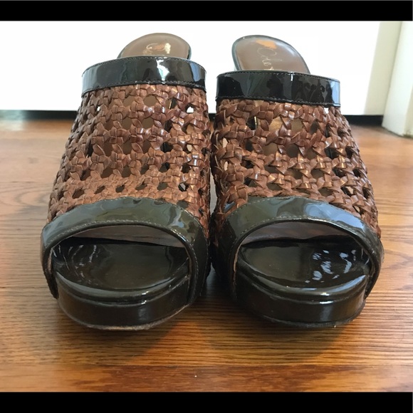 Beautiful Brown & Black Woven Slide Heels - Picture 7 of 7
